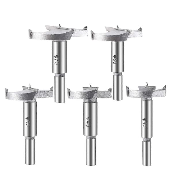 5 deler trebor, (40/45/50/60/70mm) karbid treoverfresbor sortiment