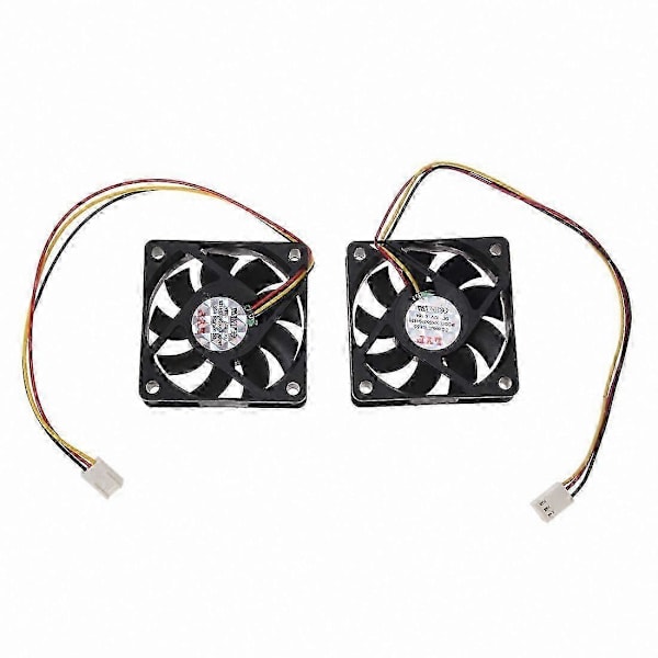 12V DC 60mm køleventilator til CPU, 3-bens stik, sort, 2-pak, CJY Black