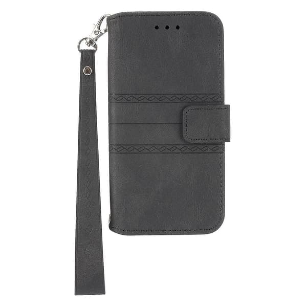 Præget læderetui til iPhone 15CJY Black