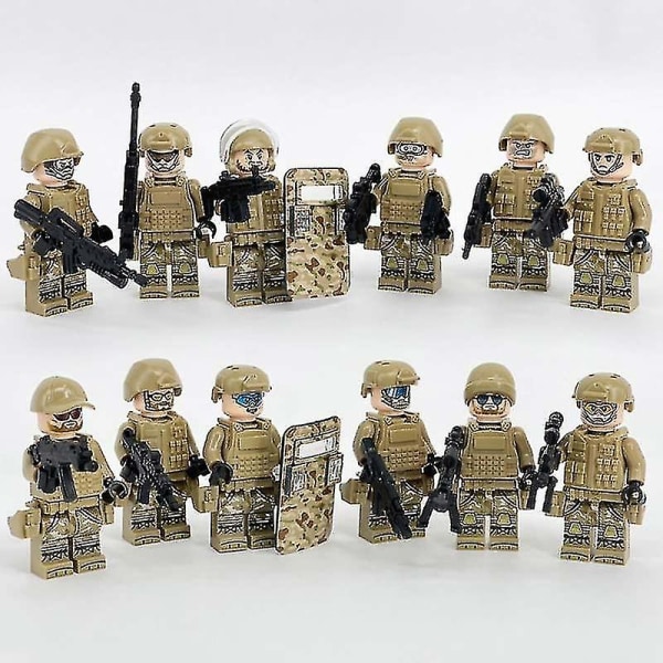 12 stk. Militærfigurer, Camouflage Special Forces Figurer, Mini Soldiers Military Base Legetøj med