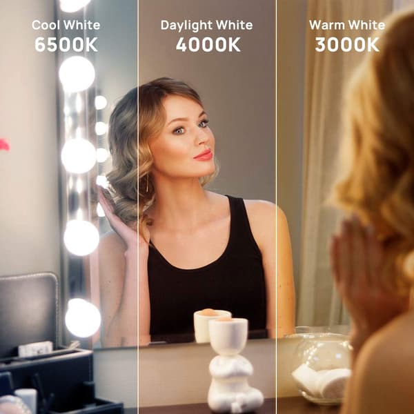 Hollywood Style LED Makeup Mirror Lights Kit with Adapter, 10 LED Dimmable Adjustable Bulbs, 4.6m Flexible USB Lighting Fixture Strip for