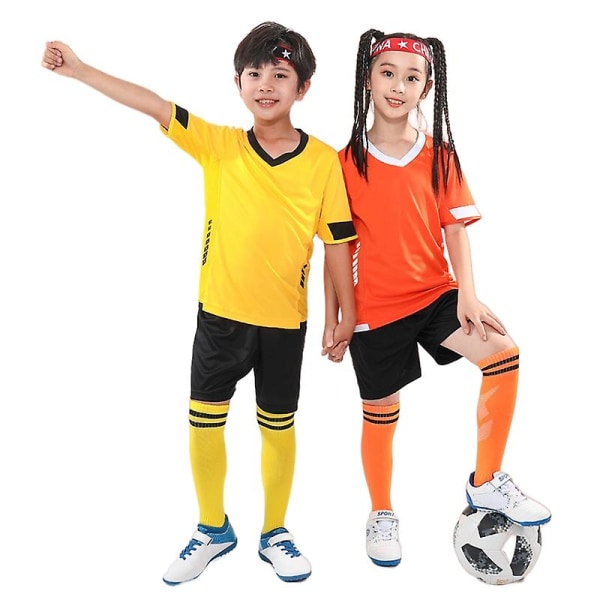 Barnefotballdrakt for menn Fotballfotballtreningsdresser Sportsklær Yellow 24(135-145cm)