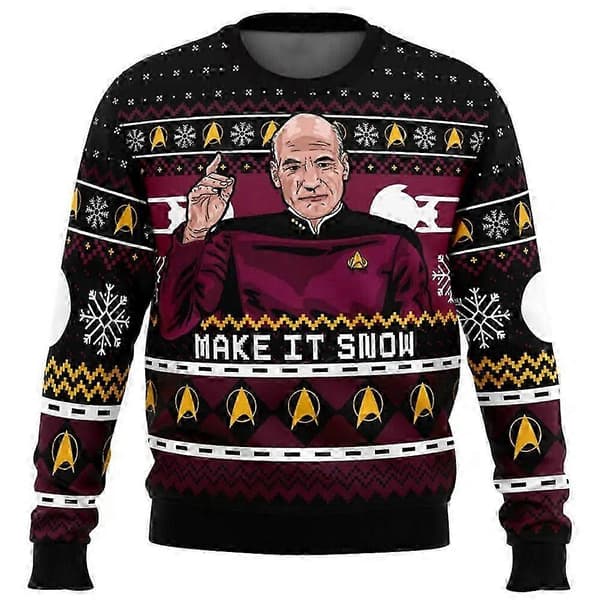 Julesweater til Star Trek-fans - Captain Picard grim julepullover 1 S