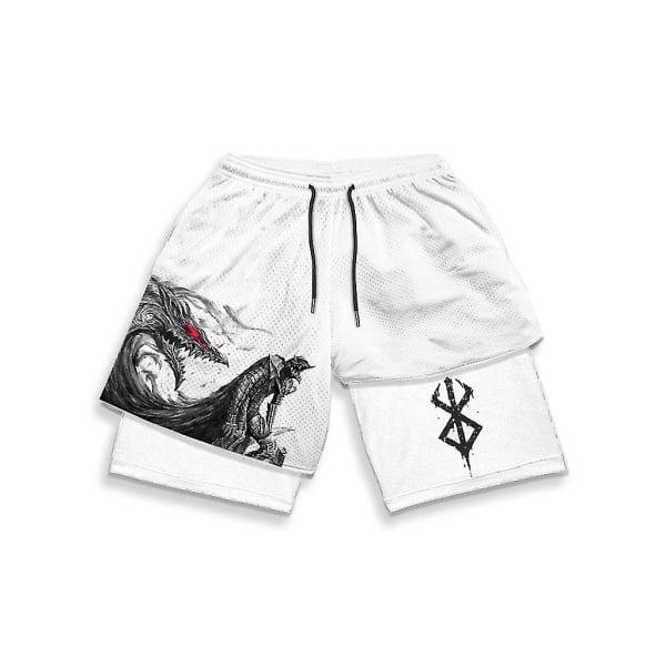 Anime Gym Shorts Mænd Kvinder Berserk Manga 3D Print 2 i 1 Performance Shorts Træning Sommer Hurtigtørrende Kompressionsshorts Bukser