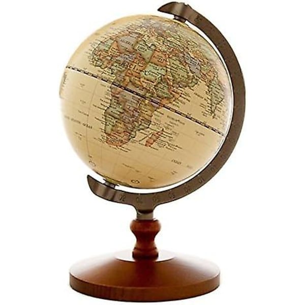 Diameter Lille Brun World Globe Dekorativ Desktop Globe Roterende Jord Geografi Globe Træbase Uddannelsesside