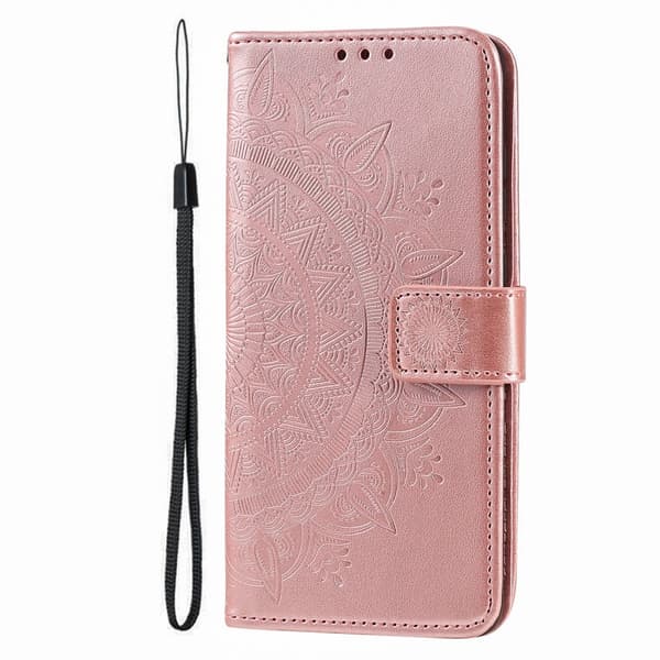 iPhone 16 Deksel Mandala Lær Rose Gull 66