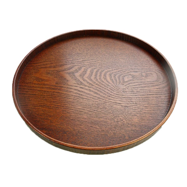 Rund tallerken i massivt tre for te, frukt, mat, baking, brett, fat XL