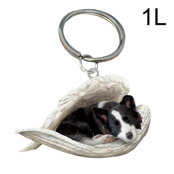 Hengende Ornament nøkkelring Søt Sovende Engel Dog Wing Anheng Hundegave Border Collie
