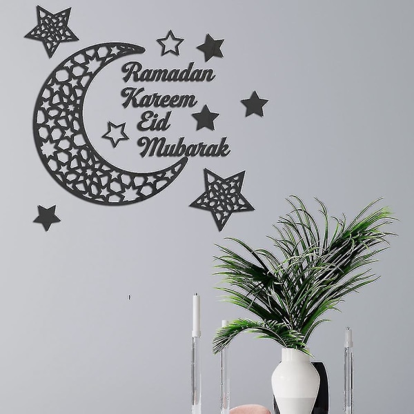 Ramadan Kareem Klistermærker Dekorationer Væg Eid Mubarak Decor Sign Soveværelse Forside Crescent Crystal