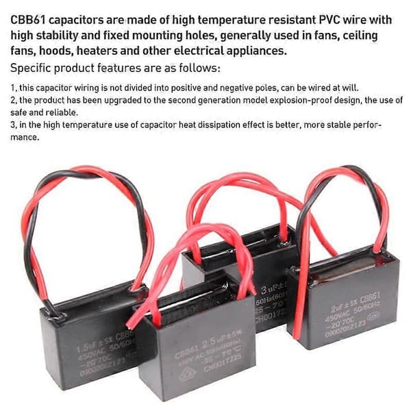 CBB61 Fläktstartkondensator 1.5UF/450V Style 1
