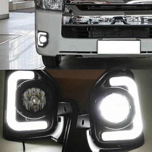 2 stk. LED 12V ABS bil tåkelys DRL kjørelys for Hiace 2014 2015 2016 2017 2018 med Tur
