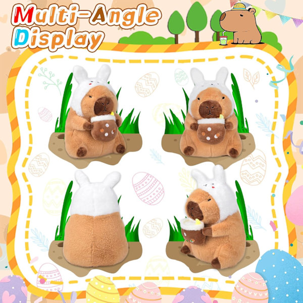 30cm Simulation Capybara Mjuk Plyschleksak, Söt Plysch Marsvin Stress Relief Leksak, Capybara Gosedjur Teddybjörn Leksak med Kaninhatt