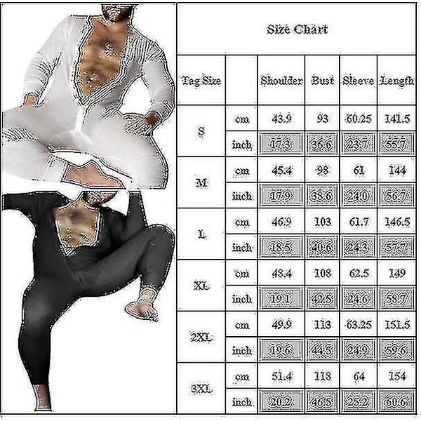 Herre Helkrops Lange Underbukser Nat Pyjamas - Perfekt Hvid White S