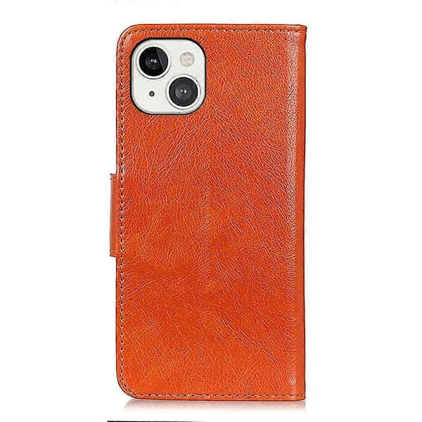 Nappa tekstur læderetui til iPhone 14CJY Orange