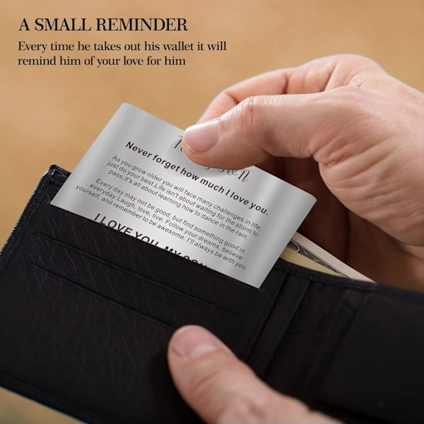 Armband till min son från mamma Jag älskar dig Morse-kod Armband Graverad plånbokskort Examenspresenter till son Män Pojkar Justerbar Handgjord