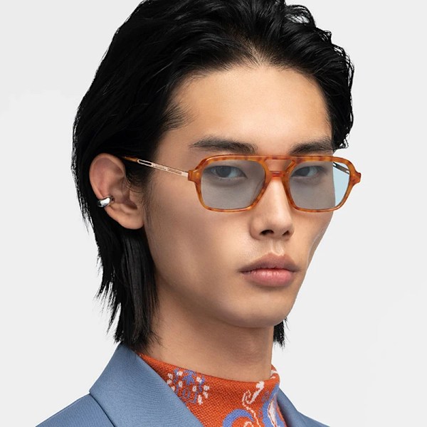 Fyrkantiga Retro Solglasögon Herr Mode Design Retro Märkes Solglasögon Herr Godisfärg Liten Ram Metall Oculos De Sol Leopard Grå Leopard Gray Other