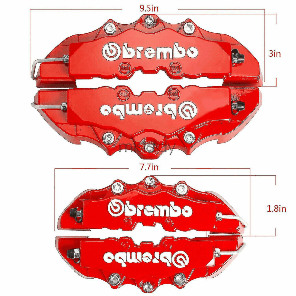 4 stk Røde 3d-stil bremsekaliperdæksler Universal bilskive for- og bagsæt