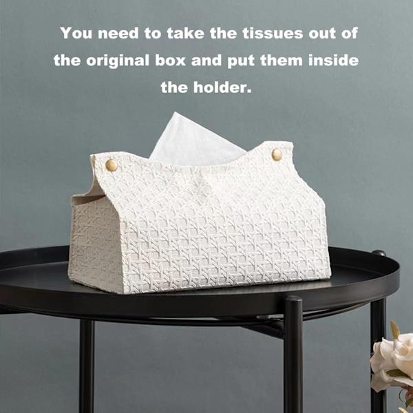 Servietboks, Moderne Rektangulær PU Læder Servietholder, Vævet Vådservietholder (Beige)
