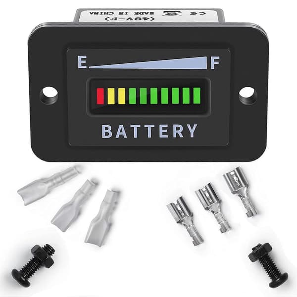 Golfvogn Batterimåler 48V LED Batteriindikator Batterimåler Batteriniveau Måler IP65 til Club C Black