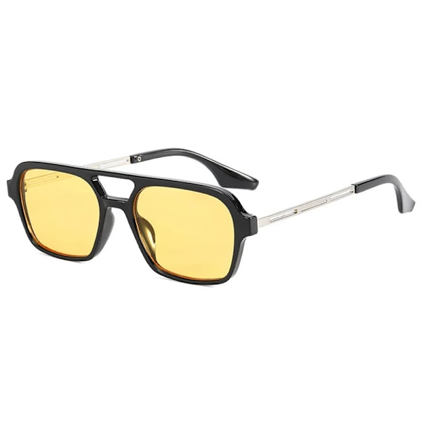 Fyrkantiga Retro Solglasögon Herr Mode Design Retro Märkes Solglasögon Herr Godisfärg Liten Ram Metall Oculos De Sol Svart Gul Black Yellow Other