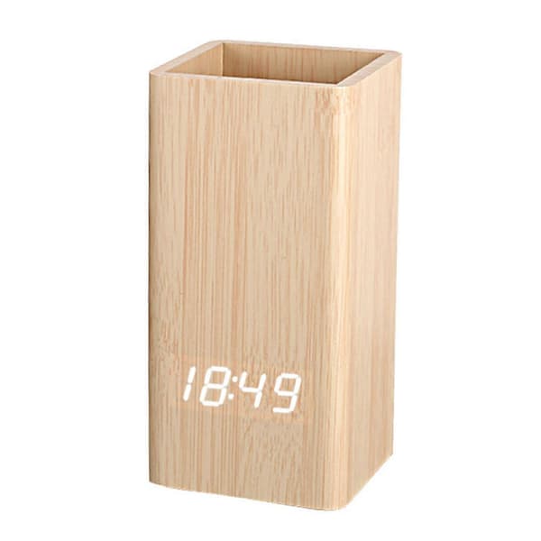 LED Digital Penholder Stemmestyring USB Batteridrevet Blyantholder til Bamboo