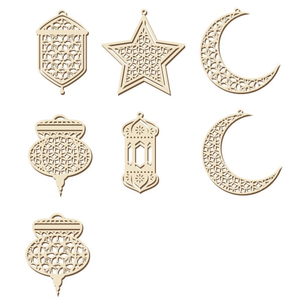 Ny Hot Mubarak Hängande Inredning Tillbehör Fest Träprydnad Ramadan Lykta Eid Heminredning Islam Moské