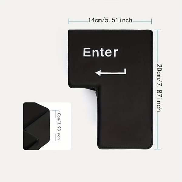 Kjempe Enter-tast pute, Stress Relief Desktop Tool Black