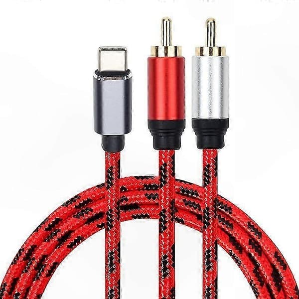 5m USB-C til Dobbelt RCA-lydadapter Y-splitter flettet kabelstik til lydenheder