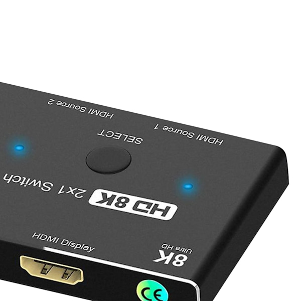 Hdmi-kytkin 2.1 -versio 8k -kytkinjakaja Kvm Ultra Hd 2 in 1 -lähtö High Speed 48gbps -sovitinmuunnin Ps5 Xbox -näytölle jne. Musta