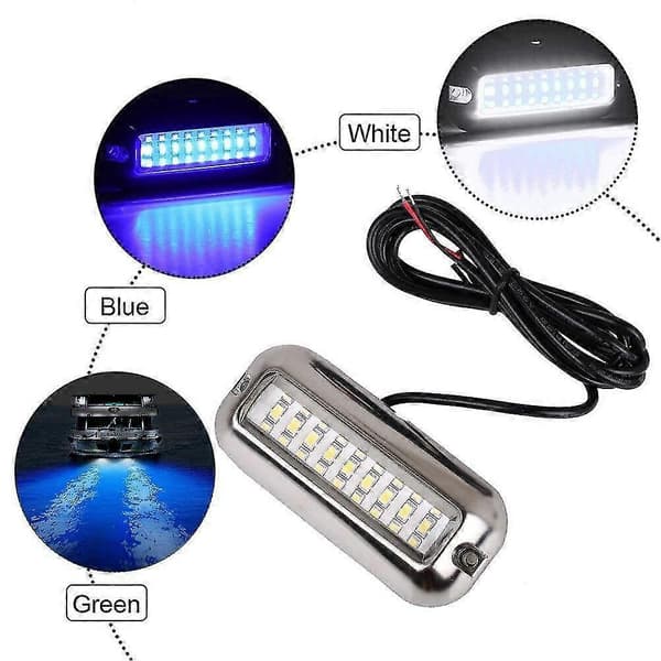 2x 27LED Blå Undervands Ponton Marine/Båd Hæklys Lampe Rustfrit Stål