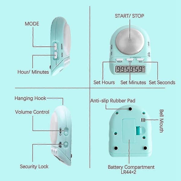 Elektronisk timer digital påminnelsesvekkerklokke timer nedtellingstimer vektformet timer