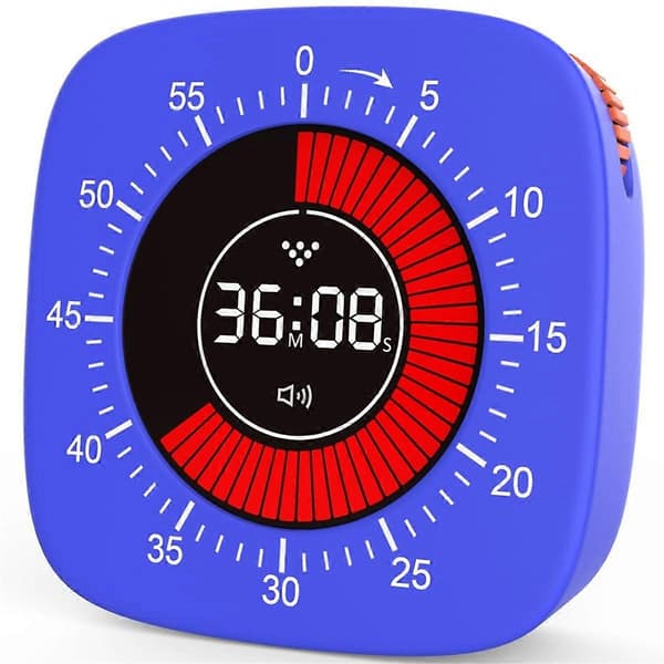 Visuel timer til børn, digital timer med 60-minutters nedtælling, lydløs timer til skrivebordstimerur til Blue