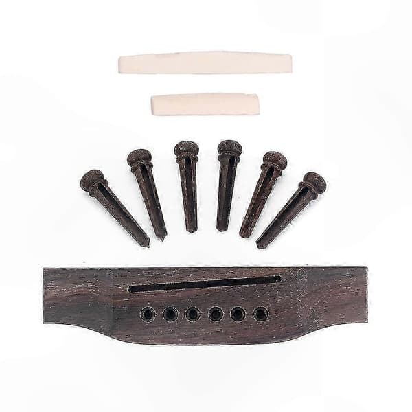 Gitarrstallkomponentset - Bensadel, Sadel, Ändstift och Trädelar för Akustiska Instrument brown