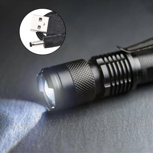Ladekabel for LED-lommelykt og hodelykt med USB-tilkobling