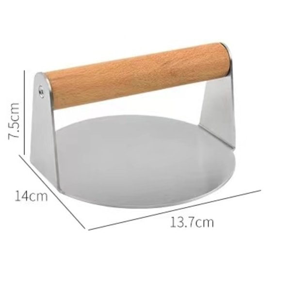 Paranna grillauskokemustasi ruostumattomasta teräksestä valmistetulla hampurilaisprässillä, Smash Burger Pressillä ja löydä täydellinen hampurilainen. Wooden handle