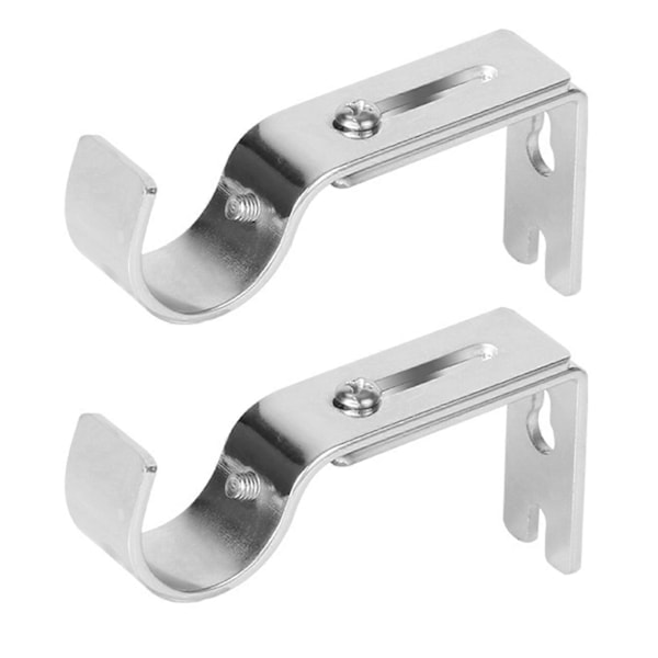 2 stk. Gardinstangbraketter Jern Sterk Robust Stabil Rustfritt Justerbar Lengde Belagt Bred Bruk Høy Hardhet Gardinstangholder for [db] Silver