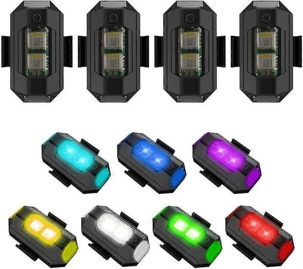 LED Strobelys til Fly, USB Opladning Drone Strobe Signal Blitzlys, 7 Farver Justerbare Strobelys Natlys til RC Bil Motorcykel Fly
