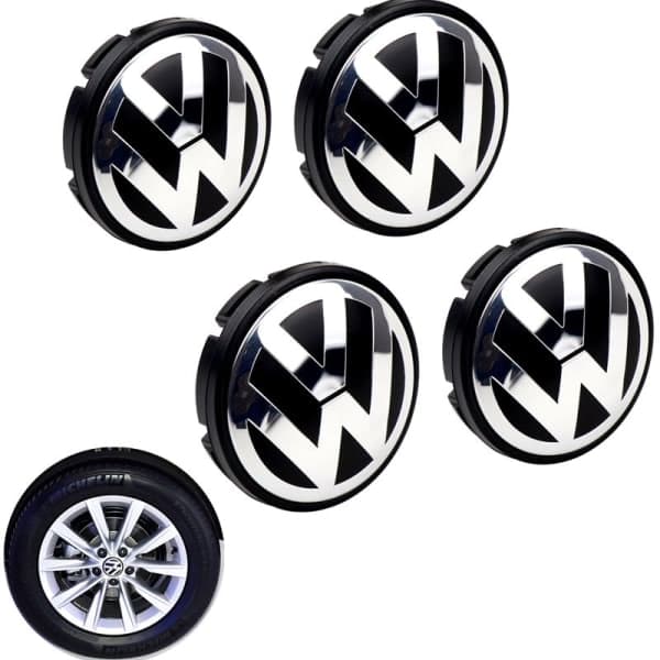 st. VW-logo 56 mm navkapsel fælgemblem fælgmærke Black
