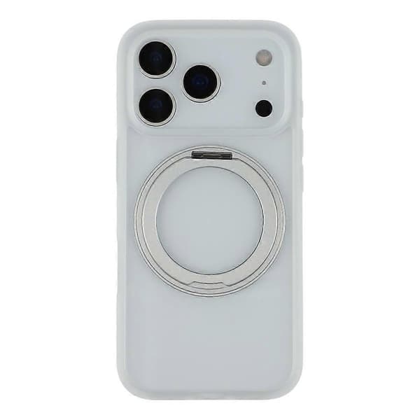 Kompatibel med iPhone 17 Pro Max deksel ringholder støtte PC + TPU telefondeksel White