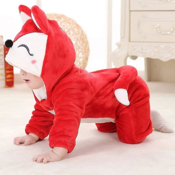 Ca Vauvan Dinosauruksen Puku Lapsille Söpö Huppari Onesie Eläinpuku Halloween_s Red fox 12-18 Months