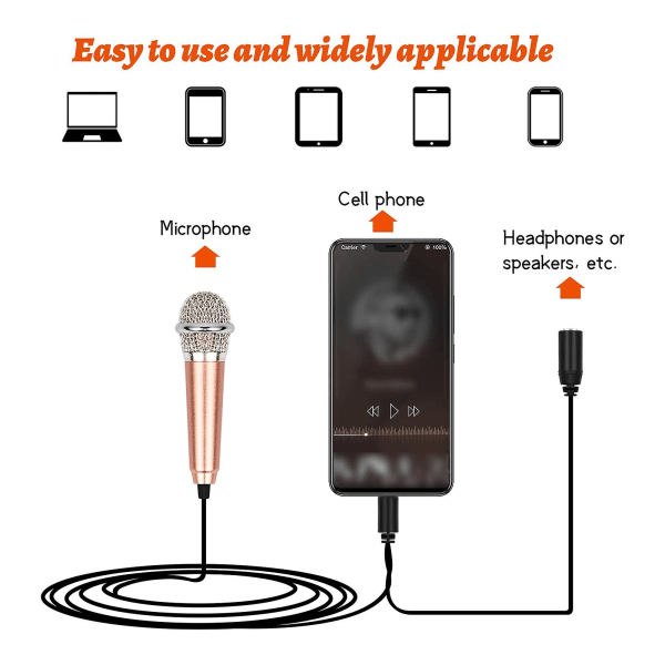 Minimikrofoner för karaoke, minimikrofon, karaoke bärbar minimikrofon för telefon, metalltrådbunden mikrofon sångmikrofon för telefon, bärbar dator,