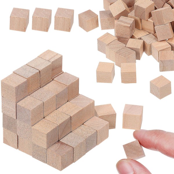 400st träblock oavslutade träkuber Fyrkantiga block Pedagogiska hantverkskuber