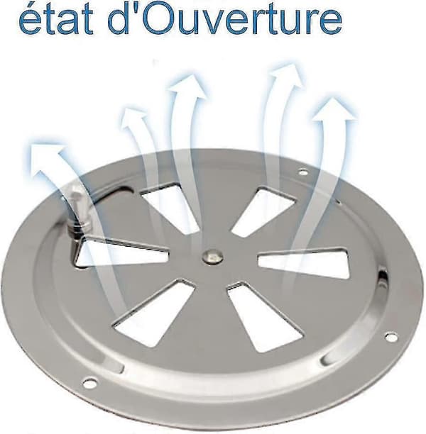 Rund Ventilationsrist - Rustfrit Stål - Justerbar Ventil - 125 mm Diameter