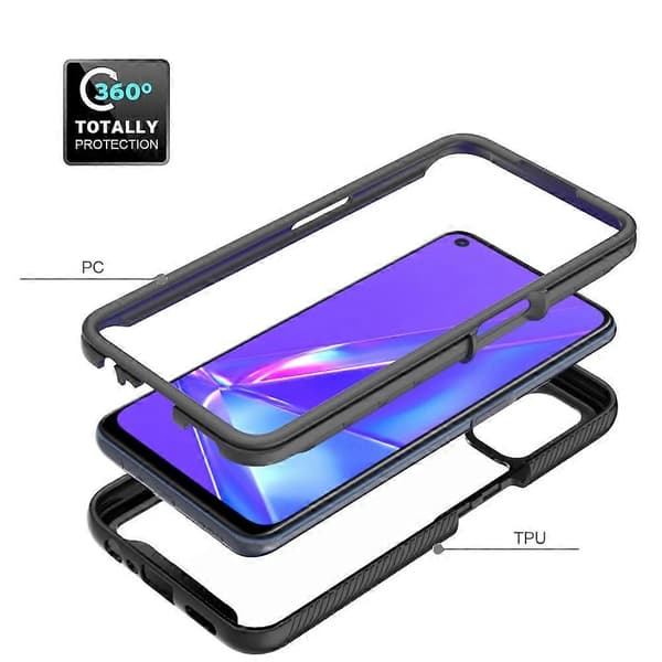 OPPO A52 / A72 / A92 Starry Sky Solid Color -sarjan iskunkestävä PC + TPU suojakotelo Black