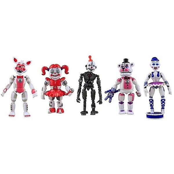 5-pack Five Nights At Freddy's Spelfigur Fnaf Funtime Freddy Foxy Sister Location Ljus Actionfigurer