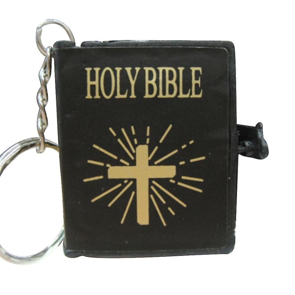 Mini hellig bibel kors vedhæng nøglering religiøse kristne nøglering dekorationsgaver Black