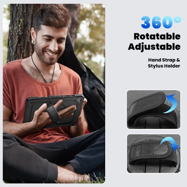 Samsung Galaxy Tab A9+ / A11+ Silicone + PC Case with Shoulder Strap Svart