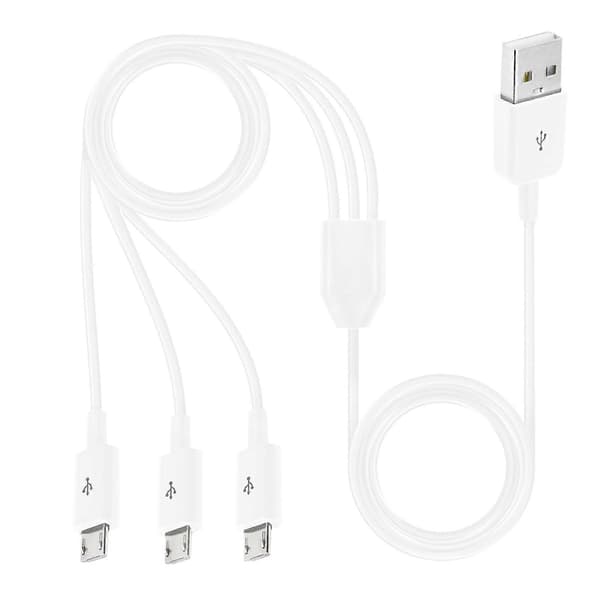 Mikro USB Splitterkabel 3-i-1 Mikro USB Ladekabel Datasynkroniseringsadapterkabel Fleksibilitet 3-i-1 Multifunksjonskabel White