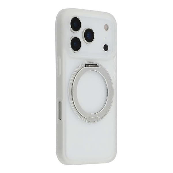 Kompatibel med iPhone 17 Pro Max deksel ringholder støtte PC + TPU telefondeksel White