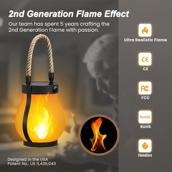 Black Friday Solar Lights with Flickering Flame, Garden Lights for Display (2 pcs) 1 1